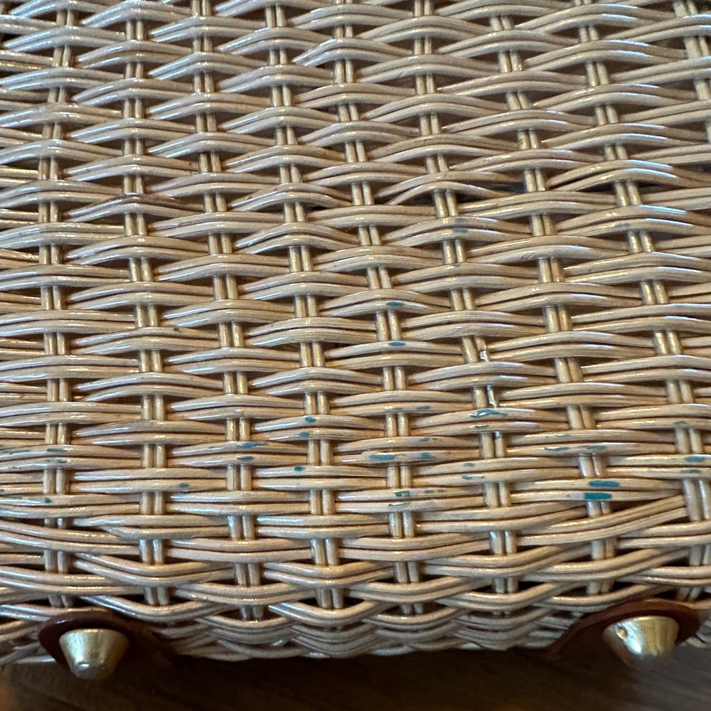 Woven Mini Handbag in Natural Rattan with Gold Hardware - Picture 13 of 13